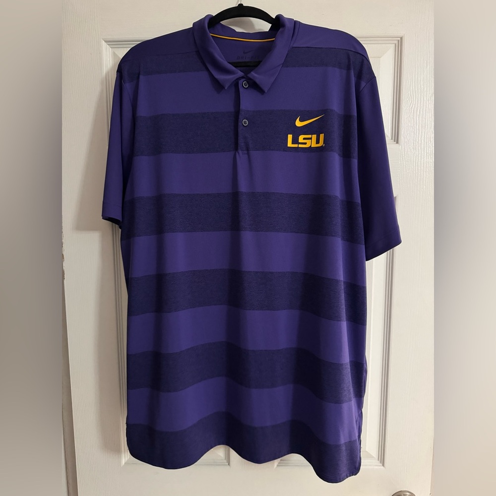 Nike Dri-Fit LSU XXL - Purple Striped Polo